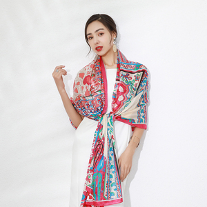 100% dâu tằm Thêm lớn lụa Pashmina khăn khăn choàng và kết thúc tốt đẹp cho phụ nữ buổi tối ăn mặc mùa hè Du Lịch Hoa chăn - Product Image 3