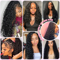 PerisModa 15A Extensiones de Cabello Trenzado Color Natural 100% Cabello Humano para Trenzas Boho Rizado Birmano Sin Trama Húmedo y Ondulado