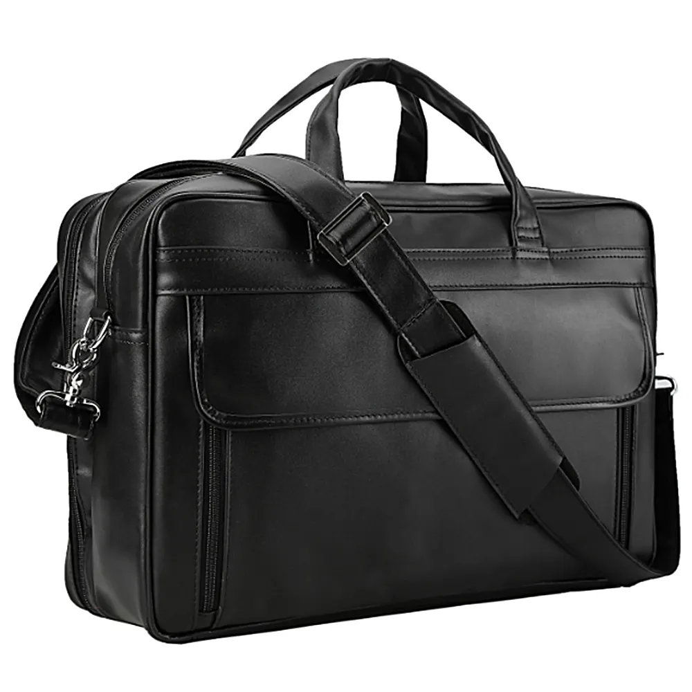 Tiding moda üst tahıl gerçek deri 17 inç dizüstü evrak çantası askılı çanta siyah erkekler hakiki deri bilgisayar evrak çantası