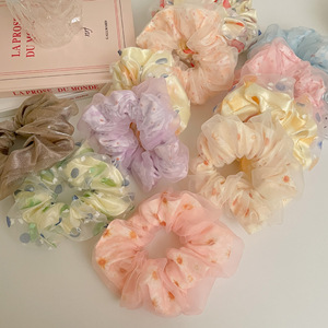 Coleteros de malla floral para mujer, bandas elásticas para el cabello de primavera y verano, accesorios para el cabello dulces y lindos al por mayor para niñas - Product Image 1