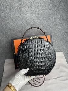 Sac rond en cuir de crocodile personnalisable, nouvelle tendance, sac à bandoulière en cuir de crocodile, sacs à main 100% cuir de crocodile, style féminin - Product Image 4