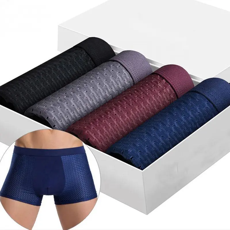 Plus Size Großhandel Unterwäsche Solid Custom Logo Mesh Herren Atmungsaktive Boxer Brief Unterwäsche Herren kurze Shorts