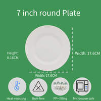 Assiettes en plastique blanches en vrac de 7 pouces, assiettes épaissies rondes en PP pour dîner d'hôtel de mariage de restaurant