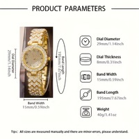 Montre à quartz en alliage pour femme, entièrement sertie de diamants, avec bracelet assorti, style international très tendance, polyvalente et haut de gamme