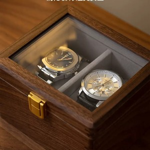 North American <b>Black</b> Walnut Wood Watch <b>Box</b> 13.7x12x8.5cm Dustproof Rectangle Storage For Couples Watches - Product Image 4