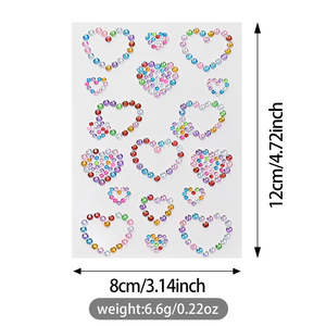 Adesivo Diamante per Viso 5D, Strass Colorati, Tatuaggio Temporaneo a Forma di Cuore, Adesivi per Occhi, Festival, Unghie, Corpo, Trucco, Gioielli Fai-da-Te - Product Image 6