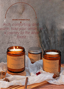 Precio de fábrica, tarro de ámbar personalizado, cera de soja, decoración del hogar, velas perfumadas de larga duración para baño con tapa plateada - Product Image 5