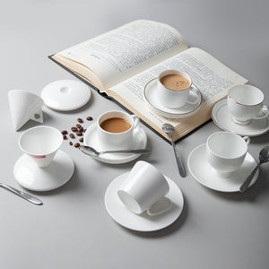 MSH ถ้วยลาเต้ลายกระดูกสไตล์นอร์ดิกทรงสามเหลี่ยม60มล. ชุดจานรองโลโก้ที่กำหนดเองวัสดุเซรามิกถาดอุปกรณ์เสริมสำหรับคาเฟ่ - Product Image 6