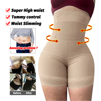 Panty short korset pengencang tubuh tanpa kancing depan, kompresi tinggi, penambah pinggul dan bokong, untuk wanita.