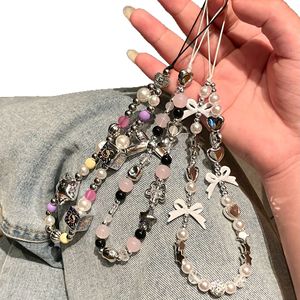 Cordón para Teléfono con Cuentas Hechas a Mano de Nylon Estilo Pareja de Dibujos Animados, Llavero DIY con Colgante Antipérdida - Product Image 5