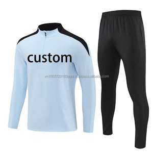 Half-Zip Long Sleeve Football Jersey Set Customizable Print Teenagers Breathable Quick Dry Anti-UV Training Wear Sportswear - Product Image 4