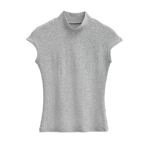 Liu Ming New Arrival 2024 Spring Summer <strong>Women</strong> <strong>s</strong> Sleeveless Turtleneck Stretch Slim Fit Short Sleeve Causal Basics <strong>T</strong> <strong>Shirts</strong> - Product Image 6