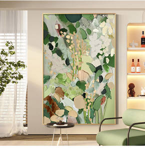 Peinture murale abstraite en acrylique faite à la main, fleurs colorées minimalistes texturées en 3D pour la chambre à coucher - Product Image 1