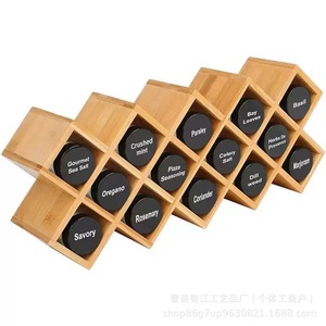 Étagère à épices transfrontalière en bambou et bois, support de rangement pour épices de comptoir de cuisine, étagère à épices multi-compartiments en bois pour armoire - Product Image 4