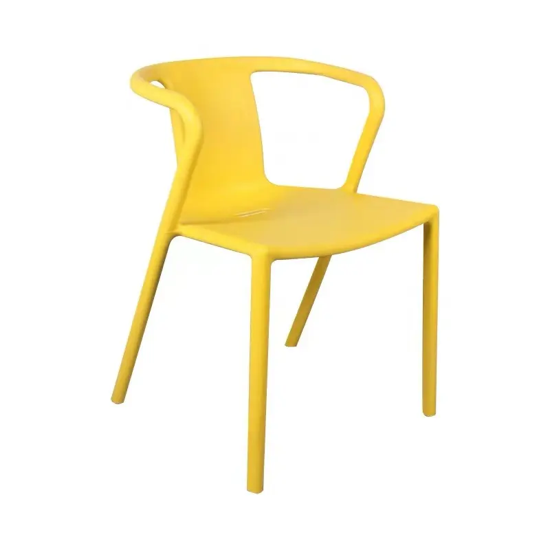 مقعد لتناول الطعام به مسند للذراع مصمم بسيطة الحديثة الملونة البلاستيك كرسي استقبال تكويم كرسي للاستعمال في المناطق الخارجية