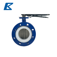 Vanne papillon à levier manuel, corps en fonte ductile avec siège en PTFE, vanne de régulation industrielle pour pipeline