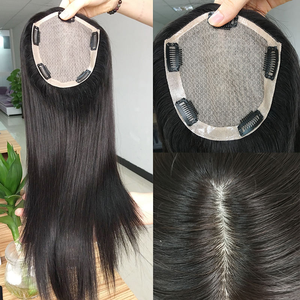 Meilleure Vente Usine : Topper de Cheveux Humains 5*5 en Dentelle Suisse Noire Naturelle, 4 Clips, Lisse, Cheveux Vierges Chinois, Densité 130% - Product Image 5