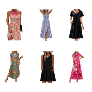 Liquidation en gros : Robes décontractées imprimées d'été pour femmes adultes en mélange coton/polyester – Marque Guangdong Origin, haute qualité - Product Image 1