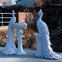 Statues de paon en marbre blanc sculpté TREVI, pierre naturelle, pour la décoration de jardin