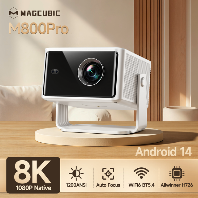 Magcubic High Quality Sealed Engine NEW M800 Pro 1200 ANSI Smart Projector 1080P Support 8K Projector
