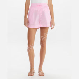 Shorts Deportivos de Cintura Media para Mujer, Cómodos y a la Moda, 100% Algodón, Transpirables, Ecológicos, con Cierre de Cordón, Botones con Diseño Floral, Lavado Medio - Product Image 1