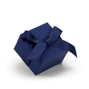 Custom Navy Blue & Pink Velvet Jewelry Boxes Simple Rectangle Design for <b>Ring</b> & Pendant <b>Storage</b> Made From Silky Silk Ribbon - Product Image 2