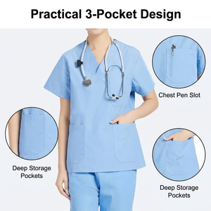 Customized Unisex Hospital <b>Scrubs</b> Uniforms <b>Plus</b> <b>Size</b> V-Neck Short Sleeve Needle Detection Doctor Nurse <b>Scrub</b> Sets Poly-Cotton - Product Image 6