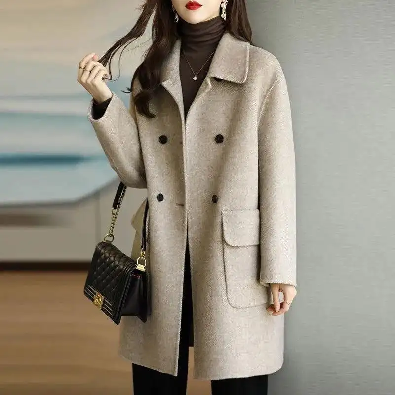 Medium Long Woolen Coat Ladies 2022 Autumn and Winter New Korean Version Loose Temperament Wool Coats for Women