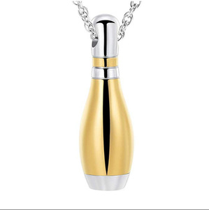 Collier pendentif en acier inoxydable en forme de <span class=keywords><strong>boule</strong></span> de bowling, boîte à cendres commémorative pour animaux de compagnie et famille - Product Image 1