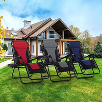 Chaise longue de jardin d'extérieur, chaise pliante de plage, chaise zéro gravité rembourrée, chaise de camping