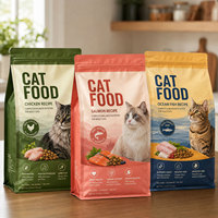 Sacs d'emballage personnalisés pour aliments pour chiens et chats, pochettes à fond plat en aluminium avec fermeture éclair, qualité alimentaire, refermables, pour friandises pour animaux de compagnie