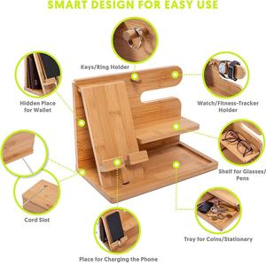 Support organisateur de bureau multifonctionnel <span class=keywords><strong>en</strong></span> <span class=keywords><strong>bois</strong></span> massif pour la <span class=keywords><strong>maison</strong></span> téléphone Dock lunettes clés montre et petits accessoires support - Product Image 3