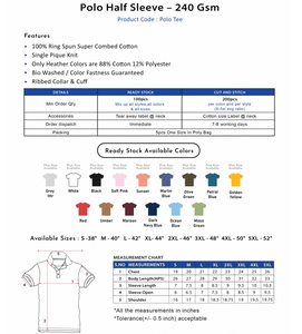 เสื้อโปโลแขนสั้น 240 GSM คุณภาพสูง นุ่ม สบาย ทนทาน ระบายอากาศดี มีสไตล์ เหมาะสำหรับผู้ชาย - Product Image 4