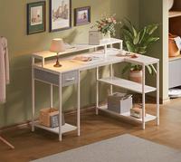PAMRAY Bureau d'angle en forme de L 109 cm avec étagères réversibles, surface en bois, bibliothèque, table de travail pour PC, jeux, étude, chambre à coucher, noir