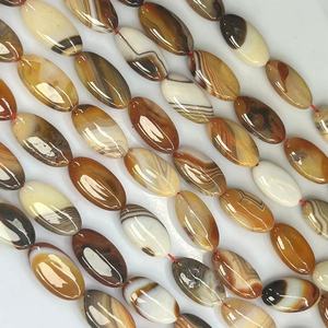 <span class=keywords><strong>Agata</strong></span> di caffè <span class=keywords><strong>marrone</strong></span> 15x30MM con Texture a strisce naturali forma ovale perle di pietre preziose per gioielli di moda circa: 380MM/Str - Product Image 3