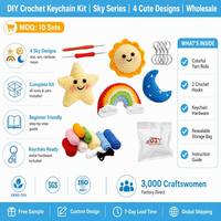 Kit de Ganchillo de Algodón para Hacer Manualidades, Diseño de Estrella, Sol, Luna y Arcoíris, 4 Juguetes de Peluche de Dibujos Animados, Herramientas, Tutoriales, Hilos para Principiantes