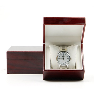 Single Grid Square Wooden Clam Shell Red Gift Box for Earrings Rings Jewelry & <b>Watches</b> Premium Packaging <b>Case</b> - Product Image 3