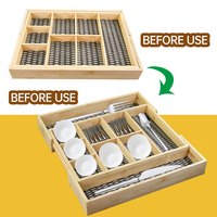 2025 nouveau Design extensible bambou rotin cuisine couverts rangement tiroir organisateur pour la cuisine à domicile