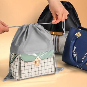 Sac de rangement pour chaussures en tissu non tissé épaissi et plastique transparent, anti-poussière, résistant à l'eau, recyclable, avec cordon de serrage, pour femme, tendance - Product Image 2
