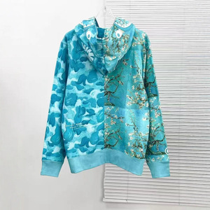 Sudadera con capucha y cremallera de camuflaje de algodón, holgada, de marca de moda urbana, colaboración Van Gogh, <span class=keywords><strong>comercio</strong></span> transfronterizo - Product Image 3