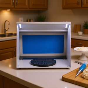 Kit de cabina de pintura portátil con 4 luces LED, ventiladores de escape dobles y plataforma giratoria para pasteles - Product Image 2