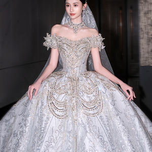 Свадебное платье Jancember LSHT103: Изысканное бальное платье с открытыми плечами, кристаллами и бисером, в стиле ампир - Product Image 2