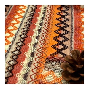 Thời Trang Thiết Kế Mới Nhiều Màu Sắc Polyester Crochet 100% Polyester Warp Sóng Crochet Đan Cầu Vồng Jacquard Vải - Product Image 6