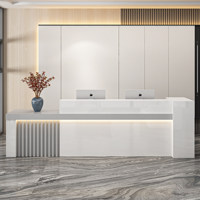 Comptoir de caisse de bar, comptoir de boutique tendance, petit bureau d'accueil moderne et simple, bureau de réception pour entreprise et salon de beauté, en mélamine, facile à nettoyer