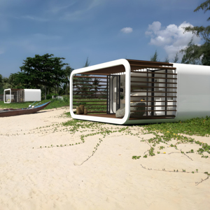 Casa modulare prefabbricata in acciaio portatile di lusso per uso domestico e alberghiero le <span class=keywords><strong>capsule</strong></span> dello spazio muovono i baccelli di mela per le ville - Product Image 4