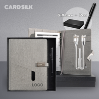 Coffrets cadeaux CARDSILK pour hommes avec bloc-notes A5 à chargement sans fil et papeterie multifonctionnelle avec logo personnalisé, idéal pour les affaires