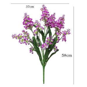Bouquet de fleurs artificielles 10 Delphiniums et Jacynthes à tiges multiples, violet et blanc, en plastique et soie, haute simulation, pour mariage et décoration intérieure - Product Image 5
