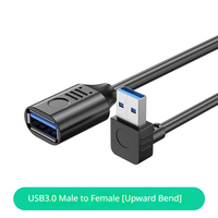 Cable de Extensión USB 3.0 Tipo-A de 90 Grados, 15 cm, 5 Gbps, Transferencia de Datos, Carga, Adaptador de Ángulo Recto para Computadora Portátil