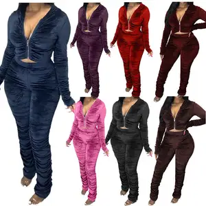 New design solid plus size womens casual tracksuit sweat suits women's hoodies winter outfits two piece pants set for women