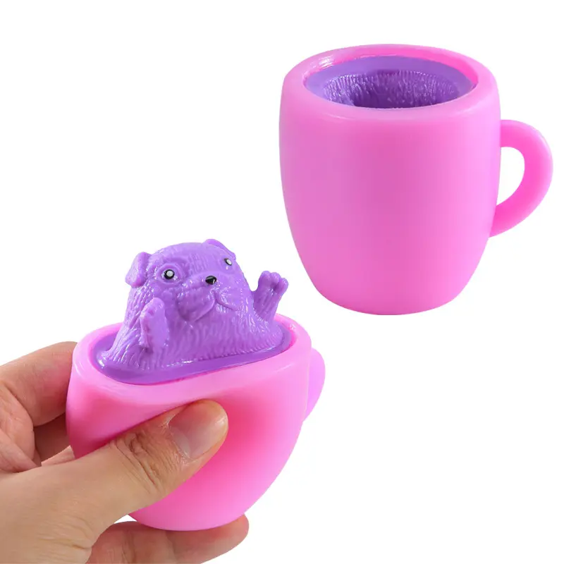 Durable TPR Toy Ghost Squirrel Cup Soft Decompression Push Cute Anti-Stress Squeeze Dino Egg Dog Cups Toys